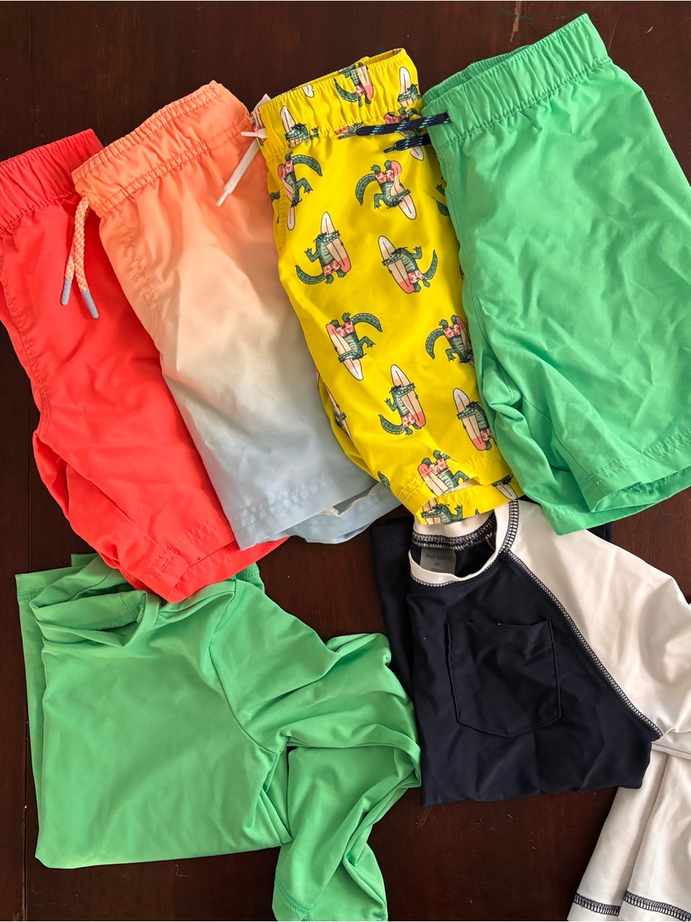 Bundle - four 5T Old Navy boys swim shorts & two 5T rash guards